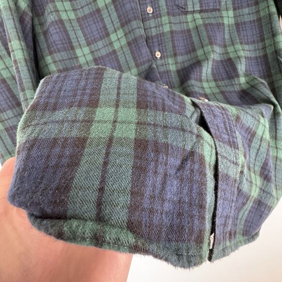 LL Bean Flannel Shirt Mens‎ XLT Green Blue Plaid Button Up Cozy Warm Outdoor - Picture 10 of 13
